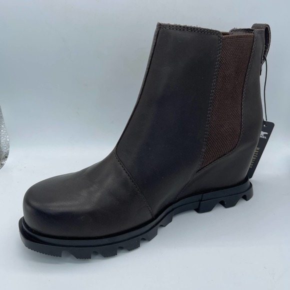 Sorel Joan of Arctic Wedge III Chelsea Womens Size 8.5 Brown Leather Boots New - Picture 4 of 13